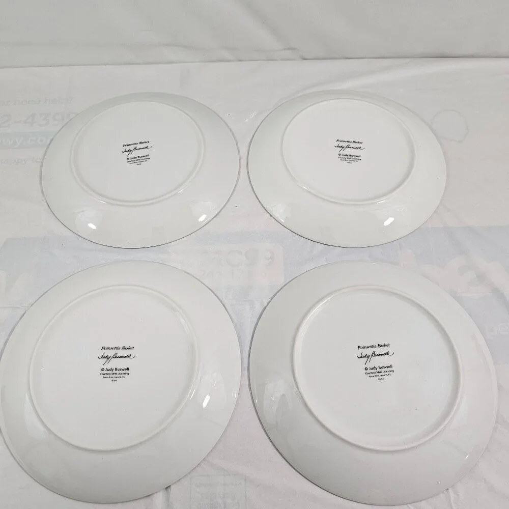 Formalities Baum Bros Poinsettia Basket Salad Dessert Luncheon Plates – Set of 4